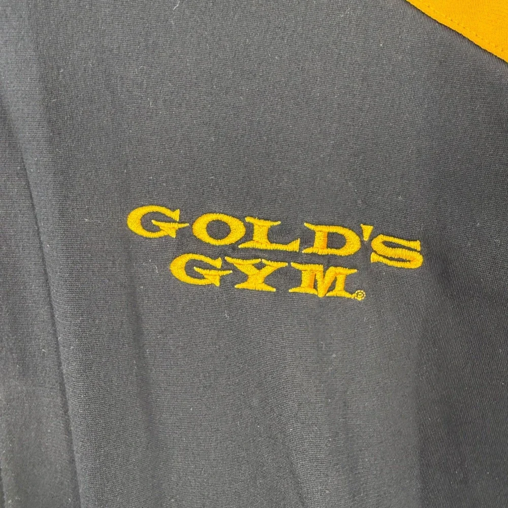 Golds Gym Mens Track Jacket Black Yellow Full Zip Athletic Warm Up Large